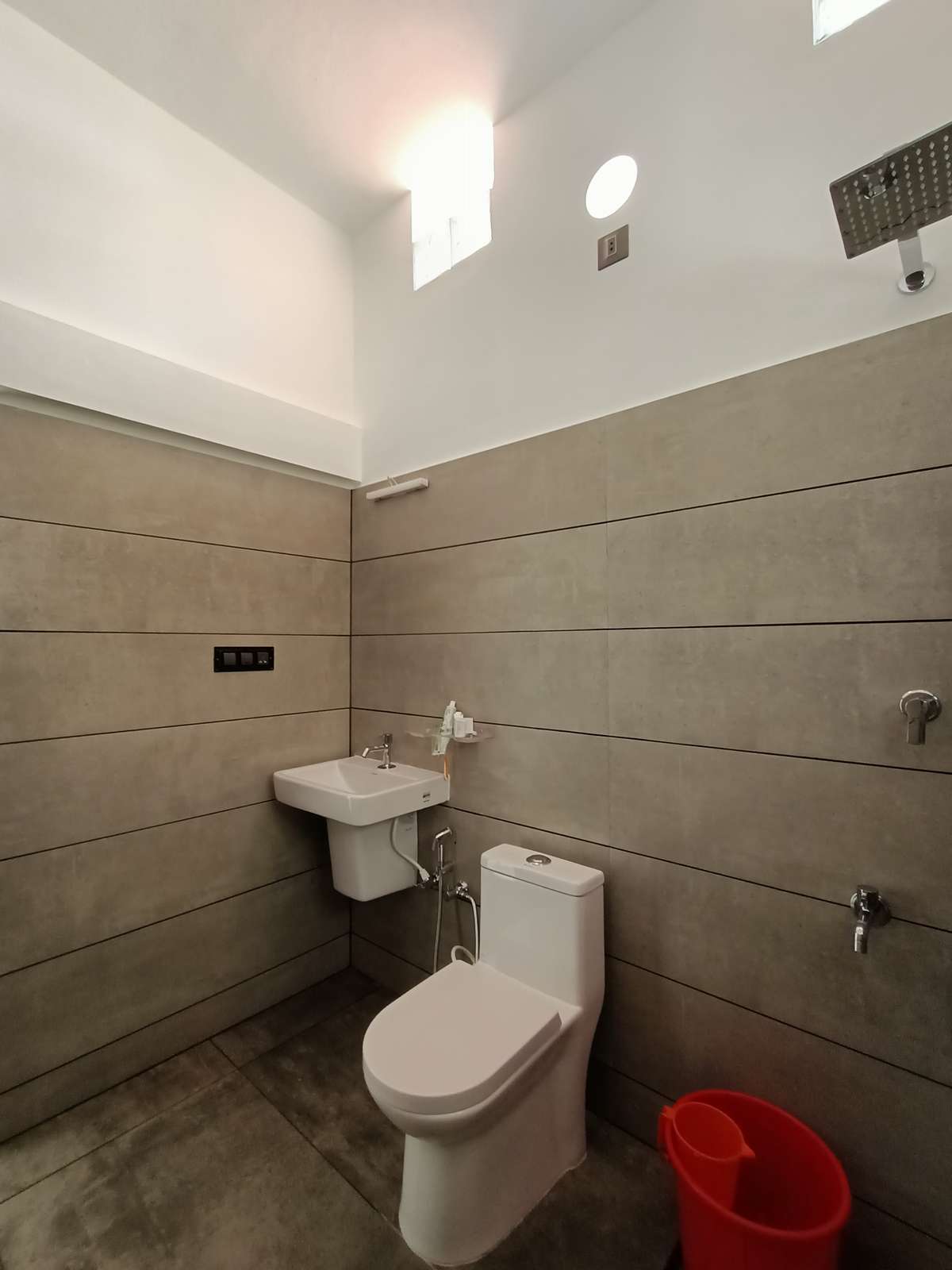 Bathroom designs, Cement textured tiles @Kasargod