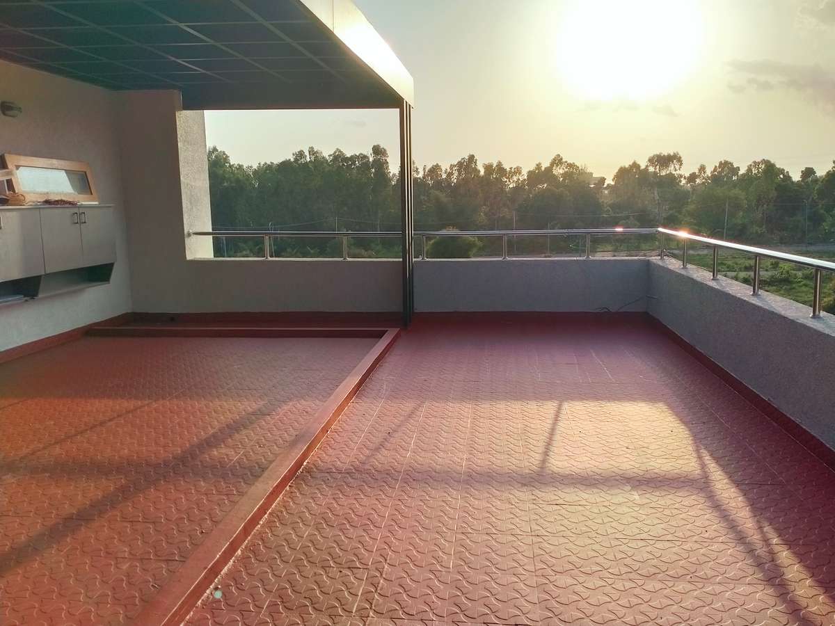 #open terrace 
waterproofing #Acarylic
white & terracotta#
site at Bangalore #-