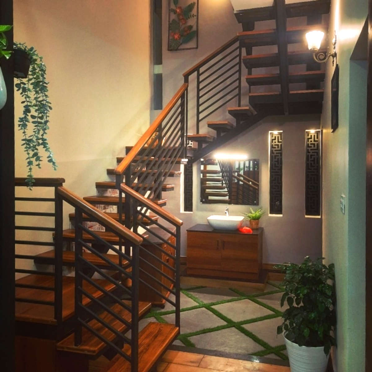 Budjet staircase design for Mr. Ringu Joseph  #SteelStaircase  #WoodenStaircase  #modernhouses