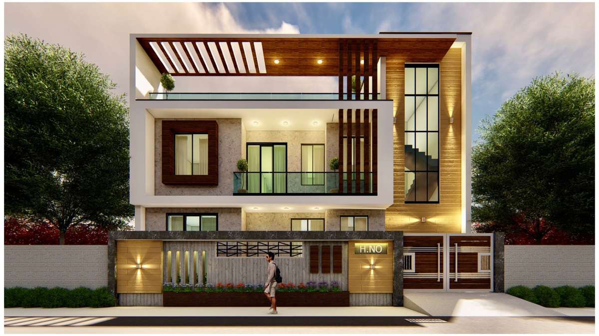 Exterior Front Elevation Modern House Design 
#3dhouse #frontElevation #modernminimalism #modernarchitect #3Darchitecture 