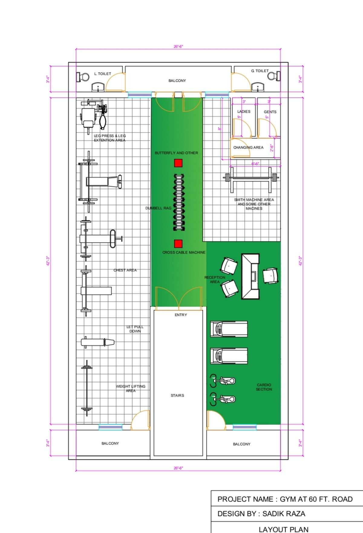 GYM LAYOUTðŸ�‹ï¸� 
#autocad #layout #2d #architect #gym #support #kolo #designers #viral