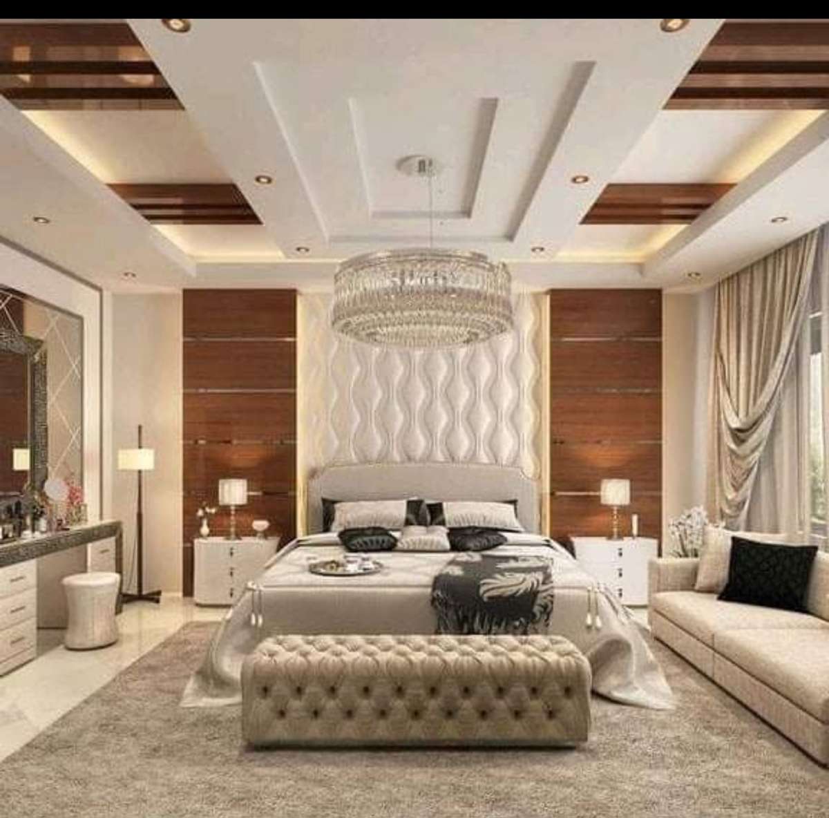 luxury bedroom design in 3ds Max 
 #BedroomDecor  #InteriorDesigner  #architecturedesigns  #fallceiling  #illusionwork