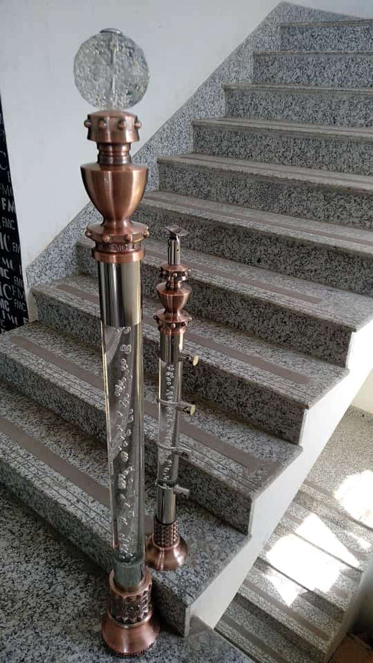 Royal designs,balusters,master posts,pipes and fittings all in rusty/gold,gold or in rose gold colors. #handrailsforkings