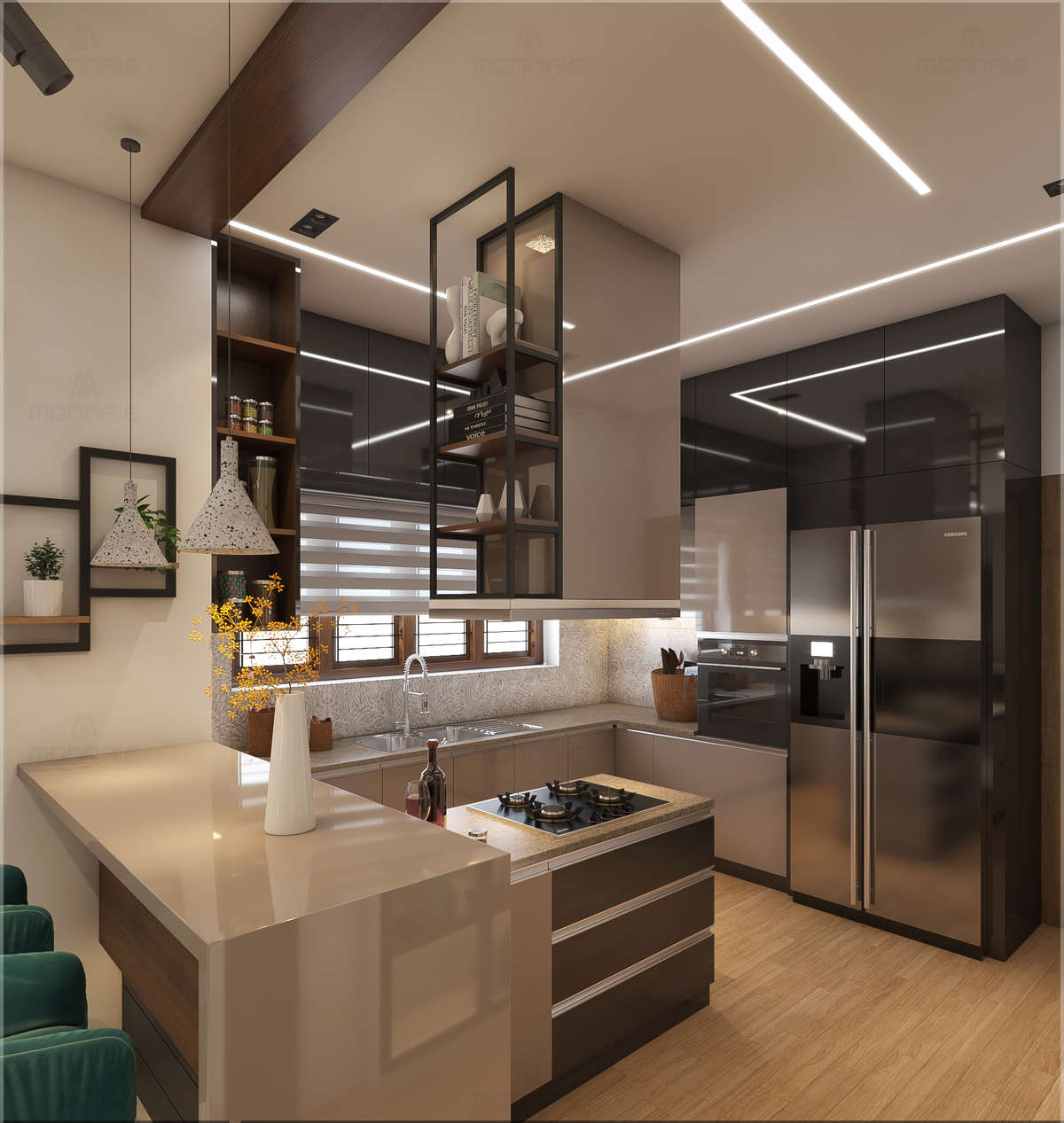 Eye catching design of Kitchen & work area...
#construction #interiordesign #architecturaldesign #homedesigner  #veedu