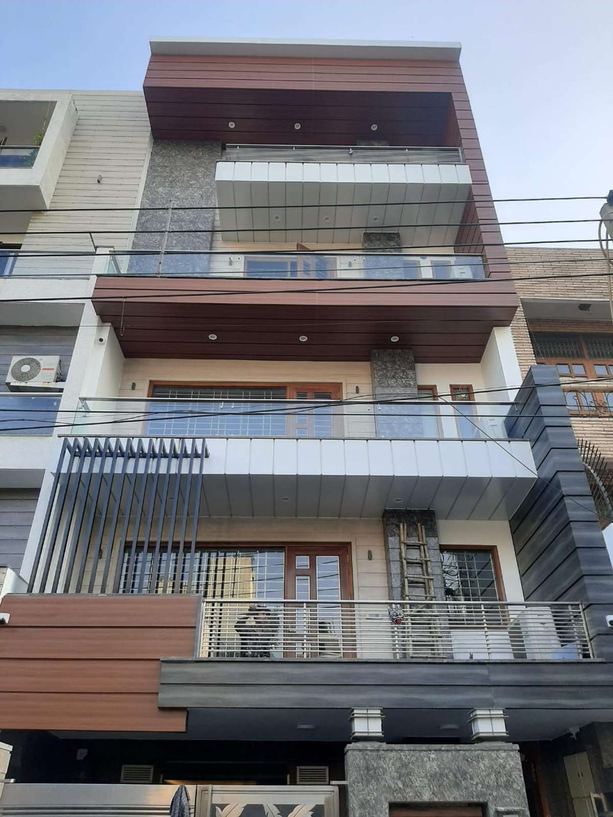 design and concept by TCA. from render to reality ðŸ�˜ï¸� #frontElevation  #GlassBalconyRailing  #hplacp  #HPL  #msfabrications  #lighting  #architecturedesigns  #InteriorDesigner  
