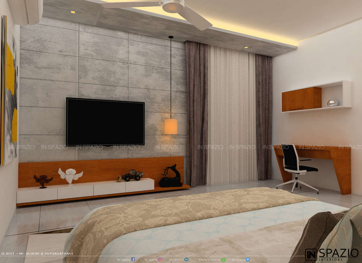 Bedroom designed for Mr. Sujesh @ puthanathani.
 #BedroomDecor #MasterBedroom #BedroomIdeas #BedroomDesigns #InteriorDesigner #Architectural&Interior