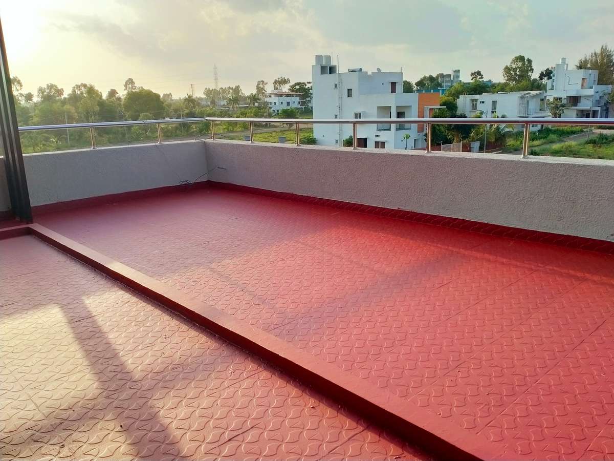 #open terrace 
waterproofing #Acarylic
white & terracotta#
site at Bangalore #-
