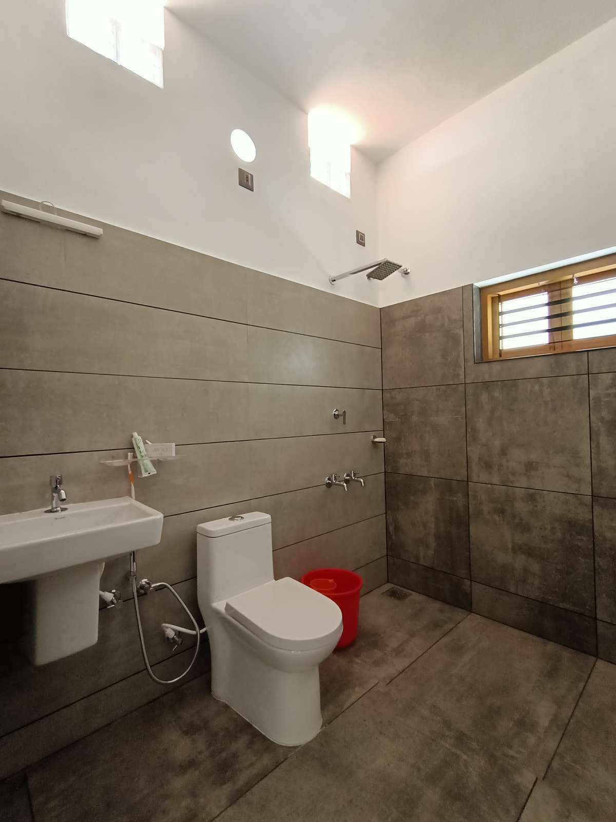 Bathroom designs, Cement textured tiles @Kasargod