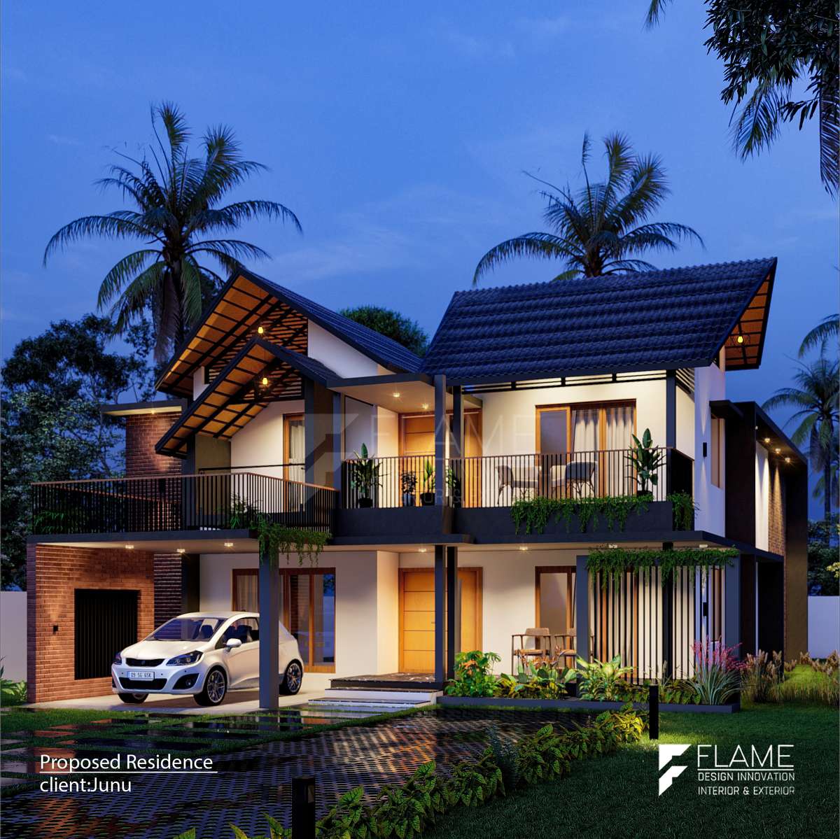 Exterior, Lighting Designs by 3D & CAD Ashwell Prince, Malappuram Kolo