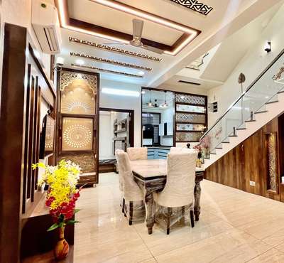 Dining, Furniture, Lighting, Table, Ceiling, Staircase Designs by Interior Designer Dilshad Khan, Bhopal | Kolo