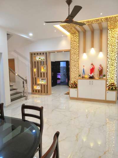Lighting, Prayer Room, Storage Designs by Building Supplies Jishnu Menon, Palakkad | Kolo