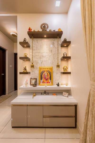Prayer Room, Storage Designs by Contractor Rishabh Pawar, Indore | Kolo