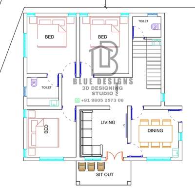 Plans Designs by 3D & CAD BLUE DESIGNS  KOCHI, Ernakulam | Kolo
