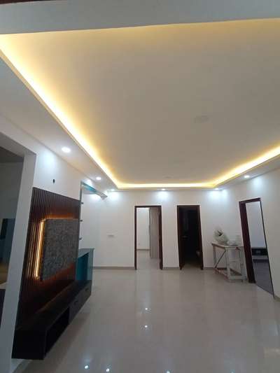 Ceiling, Lighting, Living, Storage, Flooring Designs by Contractor Pawan Verma, Gurugram | Kolo