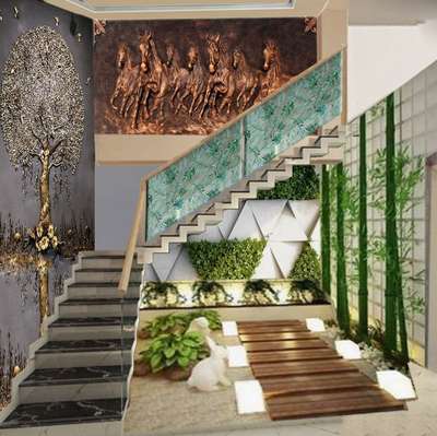 Lighting, Staircase, Wall, Flooring, Home Decor Designs by Interior Designer Sayyed mohd SHAH, Delhi | Kolo