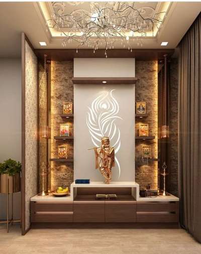Prayer Room, Lighting, Storage Designs by Carpenter Mustkeem Mustkeem, Delhi | Kolo