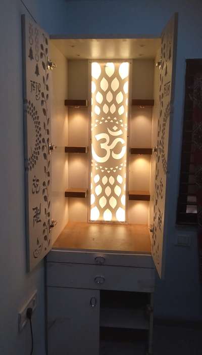 Prayer Room, Lighting, Storage Designs by Contractor hemant maithil shree laxmi furniture, Indore | Kolo