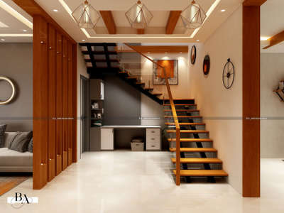 Ceiling, Lighting, Staircase, Storage, Home Decor Designs by Interior Designer Ibrahim Badusha, Thrissur | Kolo