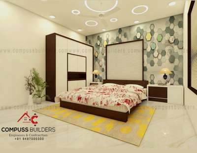 Bedroom, Wall, Lighting, Furniture, Storage Designs by Contractor Compuss  Builders, Alappuzha | Kolo