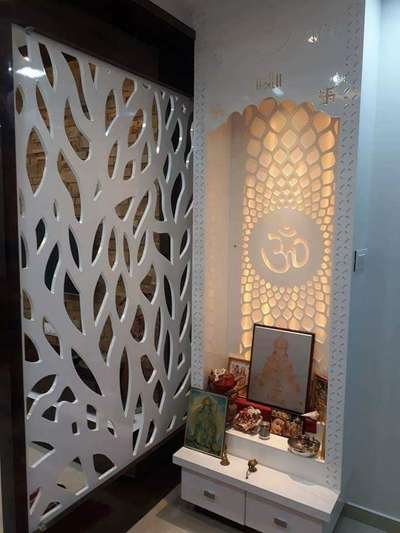 Prayer Room, Storage Designs by Contractor Aklesh Kumar, Faridabad | Kolo