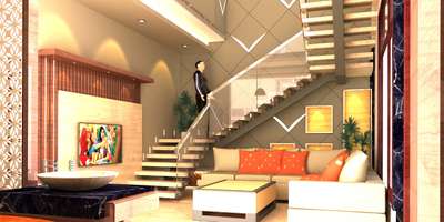 Living, Furniture, Lighting, Staircase Designs by Architect Er prahlad Saini, Jaipur | Kolo