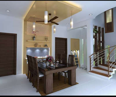 Dining, Furniture, Table, Ceiling, Lighting Designs by 3D & CAD Heaven home, Wayanad | Kolo