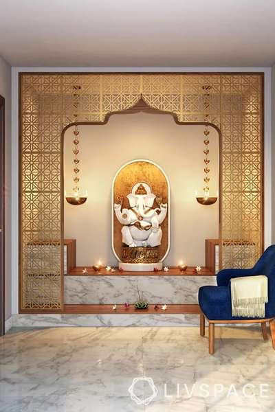 Prayer Room, Lighting, Storage, Furniture, Home Decor Designs by Building Supplies Yami Faridabad, Faridabad | Kolo