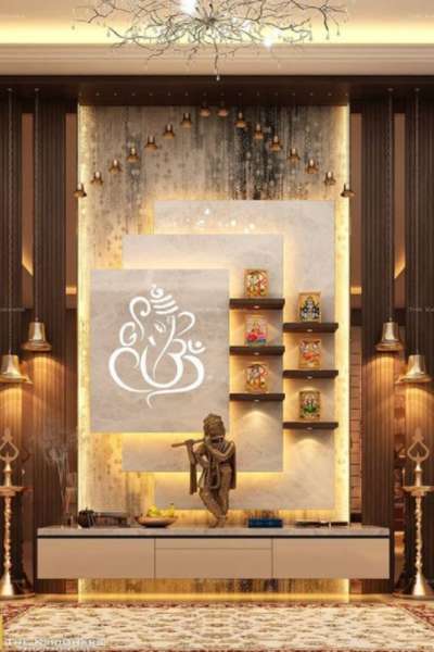 Lighting, Prayer Room, Storage, Home Decor, Wall Designs by Carpenter 🙏 फॉलो करो दिल्ली कारपेंटर को , Delhi | Kolo