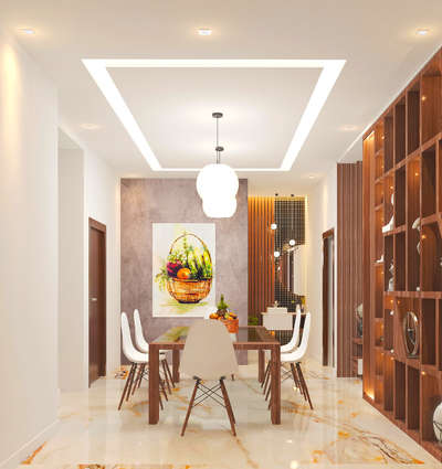 Ceiling, Dining, Furniture, Lighting, Table Designs by Interior Designer Nighil Janish, Thrissur | Kolo