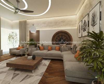 Living, Lighting, Furniture, Table, Wall Designs by Interior Designer farbe  Interiors , Thrissur | Kolo
