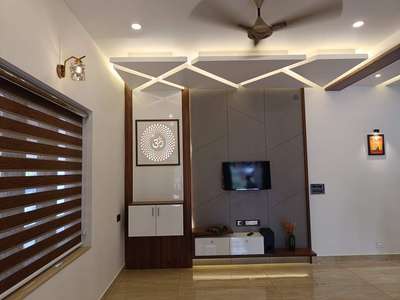 Ceiling, Living, Lighting, Prayer Room, Storage Designs by Interior Designer RAXA H O M E   I N T E R I O R, Thrissur | Kolo