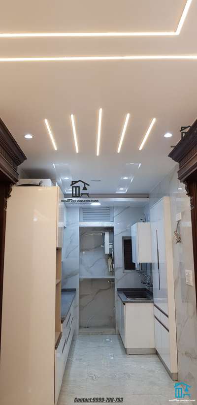 Ceiling, Kitchen, Lighting, Storage Designs by Contractor BuildTune Constructions + Studios, Delhi | Kolo
