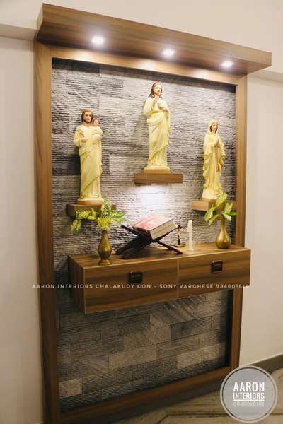 Lighting, Prayer Room, Storage Designs by Interior Designer Aaron Interiors Designer furniture maker , Thrissur | Kolo