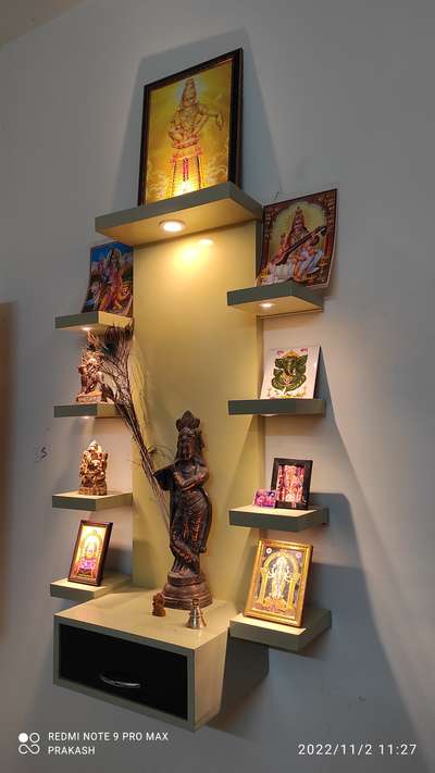 Lighting, Prayer Room, Storage Designs by Carpenter PRAKASH KV, Pathanamthitta | Kolo