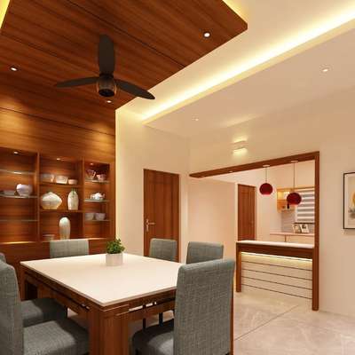 Ceiling, Dining, Furniture, Storage, Table Designs by Interior Designer Sbhash Subhash, Thrissur | Kolo