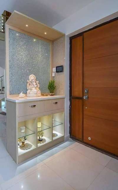 Door, Lighting, Prayer Room, Storage, Flooring Designs by Architect Architect  Shubham Tiwari, Meerut | Kolo