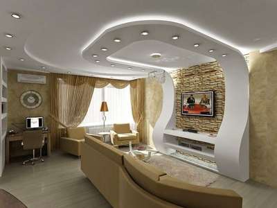 Ceiling, Furniture, Lighting, Living, Storage Designs by Contractor Shiv  interiors , Delhi | Kolo