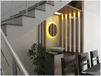 Staircase, Lighting, Dining, Furniture Designs by Architect Nous  Creons Architecture, Wayanad | Kolo