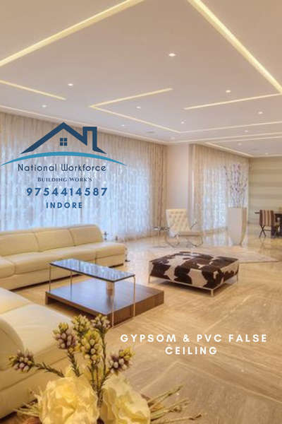 Ceiling, Furniture, Lighting, Living, Table Designs by Contractor National Workforce  Building Works, Indore | Kolo