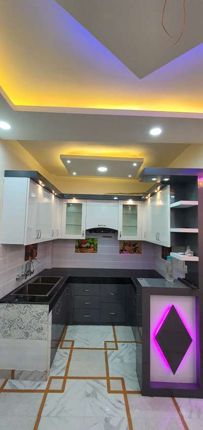 Ceiling, Lighting, Kitchen, Storage Designs by Carpenter Faisal Riyaz, Gautam Buddh Nagar | Kolo