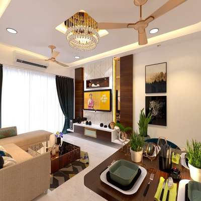 Ceiling, Furniture, Dining, Lighting, Table Designs by Contractor Coluar Decoretar Sharma Painter Indore, Indore | Kolo