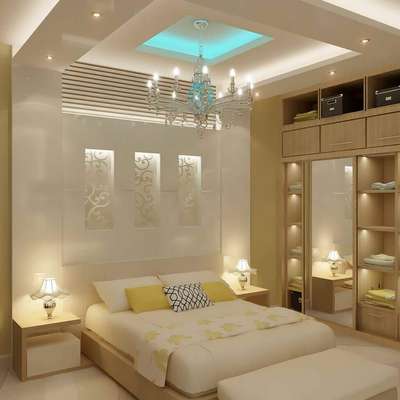 Lighting, Bedroom, Furniture, Storage, Wall Designs by Contractor Coluar Decoretar Sharma Painter Indore, Indore | Kolo