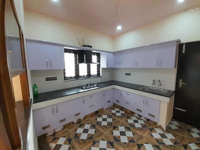 Kitchen, Ceiling, Flooring, Storage, Lighting Designs by Carpenter Suresh Babu, Thiruvananthapuram | Kolo