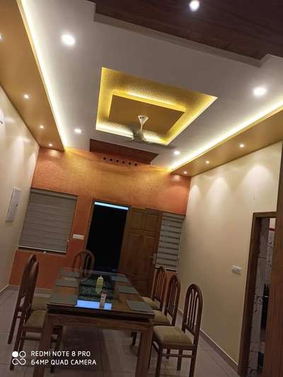 Ceiling, Dining, Furniture, Table, Lighting Designs by Contractor santhosh thomas Arikkadan, Thrissur | Kolo