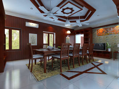 Ceiling, Dining, Furniture, Table Designs by Architect Shihaj Natural builders, Alappuzha | Kolo