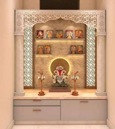 Prayer Room, Lighting, Storage Designs by Carpenter chetan  ahirwal , Dewas | Kolo