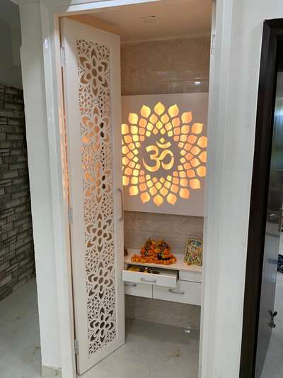 Lighting, Prayer Room, Storage Designs by Interior Designer Jagdeep Dhiman, Delhi | Kolo