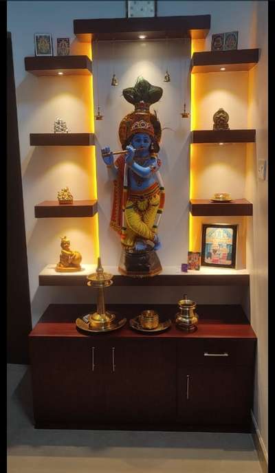 Prayer Room, Lighting, Storage Designs by Carpenter Vijith K, Kannur | Kolo