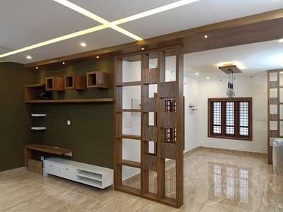 Living, Lighting, Storage, Ceiling, Flooring Designs by Interior Designer Mahin Lush, Idukki | Kolo