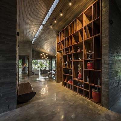 Wall, Flooring, Lighting, Storage Designs by Architect Sumesh Kollam, Kollam | Kolo